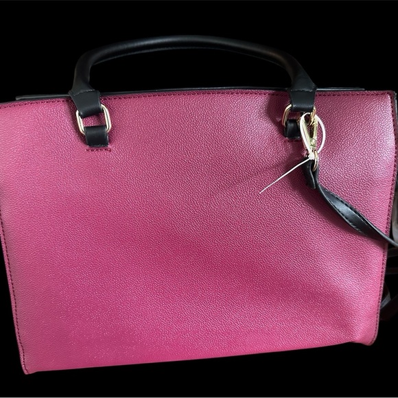 NWT Trina Turk - Wine/Tan; Double Handle/Cross Body Purse with Card Holder - Picture 4 of 10